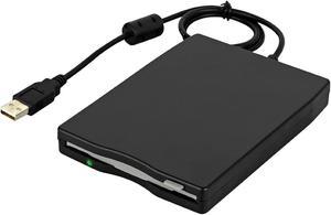 USB Floppy Drive 3.5" USB External Floppy Disk Drive Portable 1.44 MB FDD USB Drive Plug and Play for PC Windows 10 7 8 Windows XP Vista Mac Black