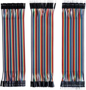 120pcs Multicolored Dupont Wire 20cm 40pin Male to Female, 40pin Male to Male, 40pin Female to Female Breadboard Jumper Wires Ribbon Cables Kit for arduino