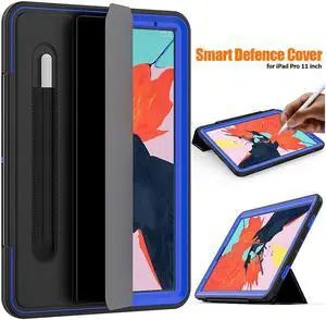iPad Pro 11" 2018 Case,Heavy Duty Three Layer Smart Protective Cover with Pencil Holder & Stand & Auto Sleep / Wake Function & Built-in Screen Protector for Apple iPad Pro 11" 2018