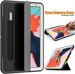 iPad Pro 11" 2018 Case,Heavy Duty Three Layer Smart Protective Cover with Pencil Holder & Stand & Auto Sleep / Wake Function & Built-in Screen Protector for Apple iPad Pro 11" 2018