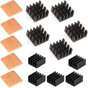 15 pcs Raspberry Pi Heatsink Kit Aluminum + Copper + 3M 8810 thermal conductive adhesive tape for cooling cooler Raspberry Pi 3 B+, Pi 3 B, Pi 2, Pi Model B+