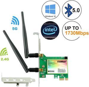 WiFi Card,AC 1730Mbps,Bluetooth 5.0 Dual Band Wireless Network Card, 9260 PCIe Adapter,PCI-E Wireless WiFi Network Adapter for Desktop PC