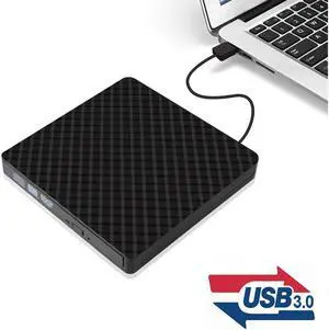 External CD Drive, Portable USB 3.0 DVD Drive High Speed Data Transfer DVD CD +/- RW Writer Burner Rewriter DVD/CD-ROM Drives for Laptop Desktops Windows Mac OSX