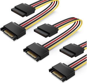 SATA Power Extension Cable 3 Pack 15 Pin SATA Male to Female Extender Cable Cord Adapter for Hard Drive Disk, HDD, SSD, PCIE