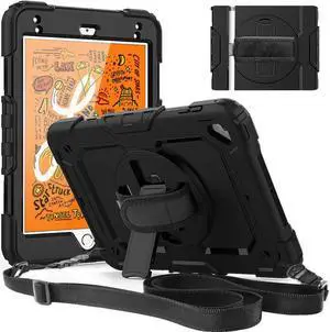 iPad Mini 5 Case,iPad Mini 4 Case, SXTech [Full-Body] Drop Proof &Shockproof Hybrid Armor Case with 360 Rotating Stand [Pencil Holder] Screen Protector Hand Strap for iPad Mini 5th Gen Cover