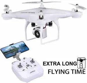 40Mins Flight Time Drone, Drone with 720P HD Camera Live Video FPV Quadcopter with Headless Mode, Altitude Hold Helicopter with 2 Batteries(20Mins + 20Mins)-White