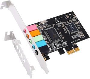 PCIe Sound Card for PC Windows 10,5.1 Internal Sound Card with Low Profile Bracket, 3D Stereo PCI-e Audio Card,CMI8738 Chip 32/64 Bit for Windows XP / 7/8