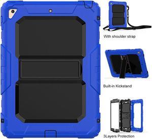iPad 5th / 6th Generation Cases iPad Air 2 Cover Heavy Duty Rugged Shockproof Silicone Protective Case With Stand & Shoulder Strap For Apple iPad Air 2 / iPad Pro 9.7 / iPad 9.7 2017 2018