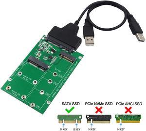 WERLEO 2-in-1 NGFF or mSATA SSD to SATA 3.0 Adapter Converter Card Support Mini SATA Hard Drive or M.2 B Key HDD with with 2.5 inch SATA Cable