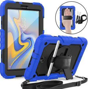 Samsung Tab A 8.0 2018 Case Model SM-T387 with 360 Hand Strap & Stand Adjustable Shoulder Strap Full Body Protection Case Cover for Galaxy Tab A 8.0 with Pencil Holder & Built-in Screen Protector