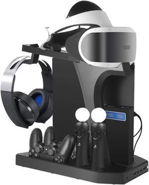 PlayStation Vertical Stand Werleo PS4 Charging Station Cooling Fan Cooler PSVR Headset Storage Holder Charger Dock for DualShock & PS VR Move Motion Controller 4Port USB Hub for PS4 Slim Pro