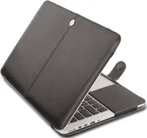 WERLEO PU Leather Case For MacBook Pro 13 Inch with Retina Display No CD-ROM Model A1502 / A1425 - Version 2015/2014/2013/end 2012 - Book Cover Folio Sleeve Brown