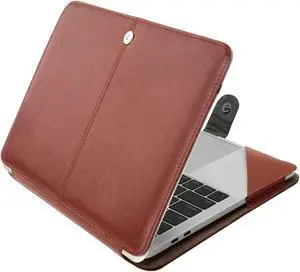 Werleo PU Leather Protective Case For MacBook Pro 15 Inch 2018 2017 2016 Released Model A1990 A1707 with Touch Bar Book Folio Protective Cover Sleeve