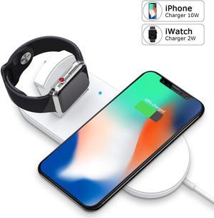WERLEO Wireless Charger for Apple Watch 2-in-1 Charging Pad Stand Compatible with for Apple iPhone Xs XS Max XR X 8 Plus Apple Watch Series 3 2 1