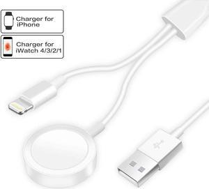 Updated Version Watch Charger Magnetic Cable for iWatch 5 4 3 2 1 2-in-1 Wireless Charging Cable Compatible with Apple Watch Series 5 4 3 2 1 and iPhone 11 Pro 11 Pro Max XR XS XS Max X 8 7 6