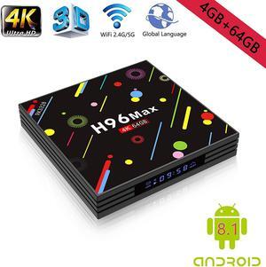 Android 8.1 4K Smart TV Box 4G + 64GB H96 Max Display Screen RK3328 UHD Quad-Core WiFi Ultra HD H.265 Bluetooth