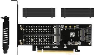3 in 1 M.2 and mSATA SSD Adapter Card for M.2 NVME to PCIE Adapter M.2 SATA SSD to SATA III Adapter mSATA to SATA Adapter (with 2 Aluminum Heatsink)