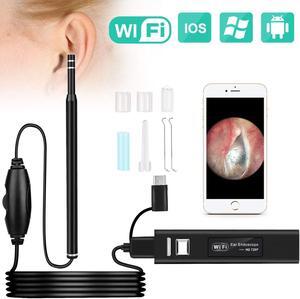 Ear Otoscope Werleo Black 16 Wireless Ear Camera 1.3 Megapixels WiFi Ear Scope USB Ear Cleaning Endoscope Digital Inspection Otoscope with 6 Adjustable LEDs for iOS and Android Dvices Windows
