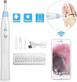 Wireless Otoscope Werleo 1080P WiFi Ear Scope Camera with 6 LED Lights Digital Ear Wax Remover Tools for Android & iOS Smartphone Tablet