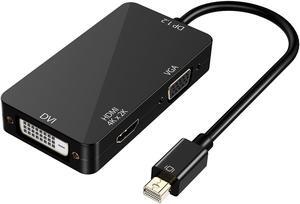 3-in-1 Mini Displayport Thunderbolt to HDMI DVI VGA Adapter 4K Mini Displayport 1.2 Converter Compatible Male to Female Adapter for Macbook PC Projector Surface Pro