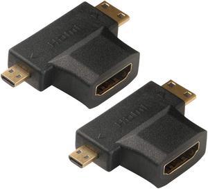 2 Pack MiniHDMI and MicroHDMI to HDMI Adapter 2in1 1080P Full HD WERLEO HDMI ( Type-C Type-D ) to HDMI ( Type-A ) Male to Female Converter Gold Plated