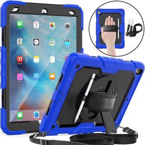 iPad Air 3 Case iPad Pro 10.5 Case with [Hand Strap & Shoulder Strap] Pencil Holder 360 Rotating Stand Full Body Protection Case with Screen Protector for iPad Air 3 2019 / iPad Pro 10.5 2017 - Black