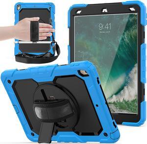 iPad Air 3 Case iPad Pro 10.5 Case with [Hand Strap & Shoulder Strap] Pencil Holder 360 Rotating Stand Full Body Protection Case with Screen Protector for iPad Air 3 2019 / iPad Pro 10.5 2017 - Black