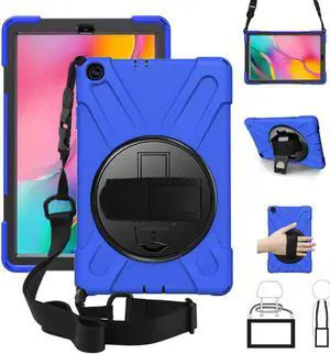 WERLEO Galaxy Tab A 10.1 2019 Case Heavy Duty Shockproof Rugged Case with 360 Degree Rotating Hand Strap / Stand and Shoulder Strap for Samsung Tab A 10.1 SM-T510 / T515 2019