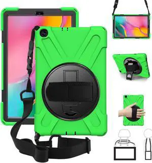 WERLEO Galaxy Tab A 10.1 2019 Case Heavy Duty Shockproof Rugged Case with 360 Degree Rotating Hand Strap / Stand and Shoulder Strap for Samsung Tab A 10.1 SM-T510 / T515 2019