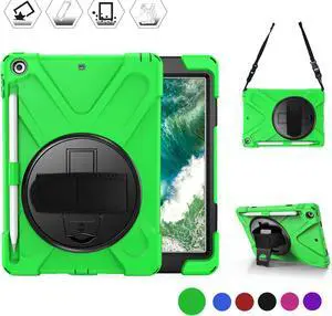 Werleo Case for iPad 9.7 inch 2018 2017 with Pencil Holder Hybrid Shockproof Rugged Protective Cover with Kickstand Hand Strap and Shoulder Strap for iPad 9.7 Inch 6th 5th Gen 2018 2017 Tablet