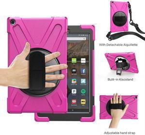 Werleo Case for Amazon Kindle HD10 2017 2018 10 inch Hybrid Shockproof Rugged Protective Cover with Kickstand Hand Strap and Shoulder Strap for Amazon Kindle HD 10 2017 2018 10 inch Tablet