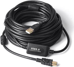 WERLE USB Extension Cable 30 ft - High Speed USB 2.0 Active Extender Cord Repeater Booster Type A Male to A Female for External Hard Drive Printer Scanner Mouse Keyboard USB Hub Windows PC Mac