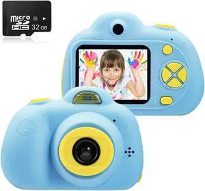 Werleo Kids Camera Gifts for 4-8 Year Old Girls, Shockproof Cameras Great Gift Mini Child Camcorder for Little Girl with Soft Silicone Shell for Outdoor Play - 32GB Memory Card Included