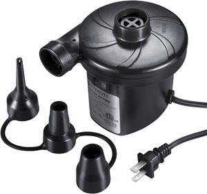 Portable Electric Air Pump Air Mattress Pump for Inflatable Blow up Pool Raft Bed Boat Toy Quick-Fill AC Inflator Deflator with 3 Nozzles 110-120 Volt