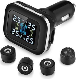 WERLEO TPMS Wireless Tire Pressure Monitoring System with 4 DIY Sensors Real-time Displays 4 Tires' Pressure and Temperature TPMS - External TPMS4