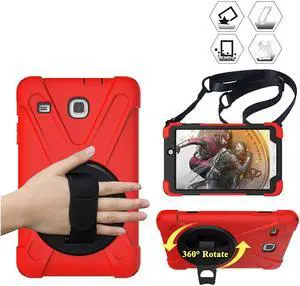 Werleo Samsung Galaxy Tab E 8.0 T377 Case Armor Rugged Sturdy Shockproof Heavy Duty Durable Protective Cover with Stand / Hand Strap / Shoulder Strap for SM-T377A/ SM-T377V/ SM-T377P