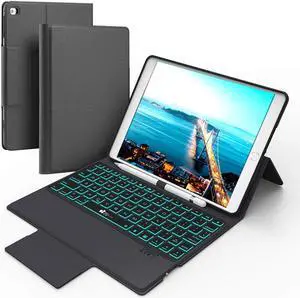 iPad Keyboard Case for New iPad 9.7 2018 / iPad 6th Gen - iPad Pro 2017 / iPad 5th Gen - iPad Air 2 / Air 1 / iPad Pro 9.7 - 7 Color Backlit - Wireless Bluetooth iPad Case with Keyboard