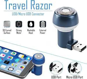 Electric Shaver Portable Travel Razor Mini Beard Mustache Shaver Trimmer Hair Removal Mirco USB / USB For Android Smart Phones With OTG No Need Charge