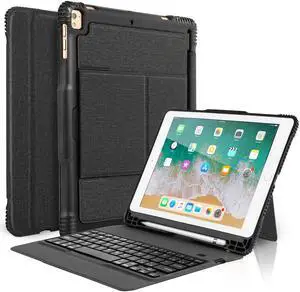 New 2018 iPad 9.7 Keyboard Case with Pencil Holder Detachable Wireless Bluetooth Keyboard Shockproof Heavy Duty Full-body Protective Cover for iPad 9.7 inch 2018 2017 / iPad Pro 9.7 / iPad Air 2 / 1