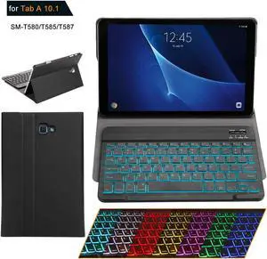 Samsung Galaxy Tab A 10.1 T580 T585 T587 Keyboard Case [2016 No S Pen Version] with Magnetically Detachable Wireless Bluetooth Keyboard Ultra-Thin Lightweight PU Leather Folio Stand Cover