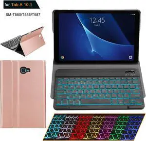 Samsung Galaxy Tab A 10.1 T580 T585 T587 Keyboard Case [2016 No S Pen Version] with Magnetically Detachable Wireless Bluetooth Keyboard Ultra-Thin Lightweight PU Leather Folio Stand Cover