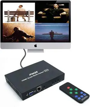 WERLEO HDMI 4×1 Quad Multi-Viewer with 1920×1080P@60Hz HDMI1.3 Support Both HDMI and VGA Interfaces and EDID Function