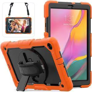 Werleo Samsung Galaxy Tab A 10.1 Case with 360 Rotating Stand Shoulder Strap Heavy Duty Full-Body Shockproof Protective Cover with Pencil Holder & Screen Protector for Galaxy Tab A 10.1 SM-T510 T515