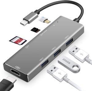 USB C Hub Premium Type-C Adapter 7 in 1 USB-C Dock with 4K HDMI Output PD Charging SD / TF  Card Reader 3 USB 3.0 Ports for MacBook Google Chromebook Windows Surface Pro and More USB C Devices