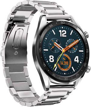 Werleo Compatible Huawei Watch GT Band 22mm Adjustable Classic Wristband Bracelet Stainless Steel Band for Compatible Huawei Watch GT Sport / Classic / Ticwatch S2 & Ticwatch E2 Smartwatch