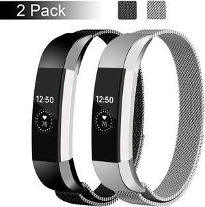 2PCS Replacement Metal Bands for Fitbit Alta and Fitbit Alta HR Adjustable Milanese Stainless Steel Mesh Magnetic Replacement Strap Replacement Band for Women & Men Gift