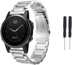 Werleo Fenix 5X / Fenix 5X Plus Bands 26mm Quick Release Easy Fit Stainless Steel Metal Bands Replacement Strap Bracelet for Garmin Fenix 5X / 5X Plus / Fenix 3 / 3HR / Quatix 3 / D2 / Tactix