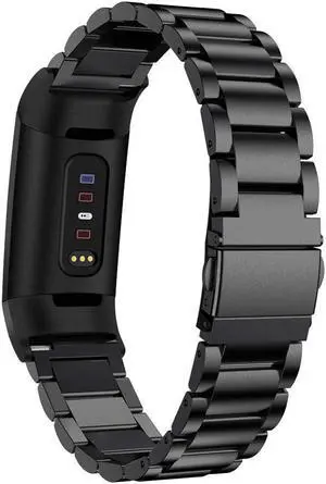 WERLEO Compatible Fitbit Charge 3 Metal Bands, Premium Stainless Steel Metal Replacement Smartwatch Bands Strap Bracelet Sport Wristband Compatible with Fitbit Charge 3 & Charge 3 SE for Women Men