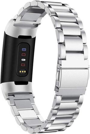 WERLEO Compatible Fitbit Charge 3 Metal Bands Premium Stainless Steel Metal Replacement Smartwatch Bands Strap Bracelet Sport Wristband Compatible with Fitbit Charge 3 & Charge 3 SE for Women Men