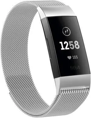 Werleo Metal Bands Compatible Fitbit Charge 3 Band Women Men Small Large Stainless Steel Replacement Band Wrist Straps Accessories for Fitbit Charge 3 Fitness Tracker Smart Watch